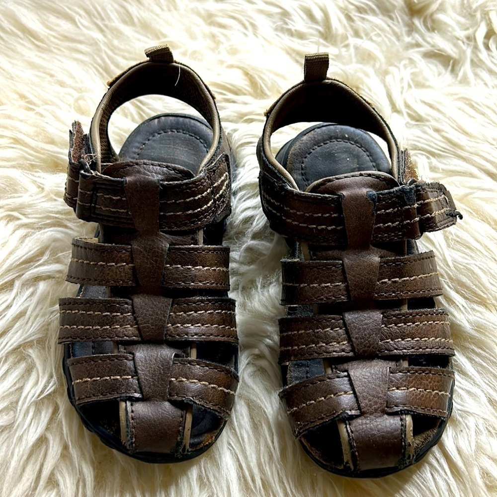 Carters, brown, gladiator, open sandal leather?